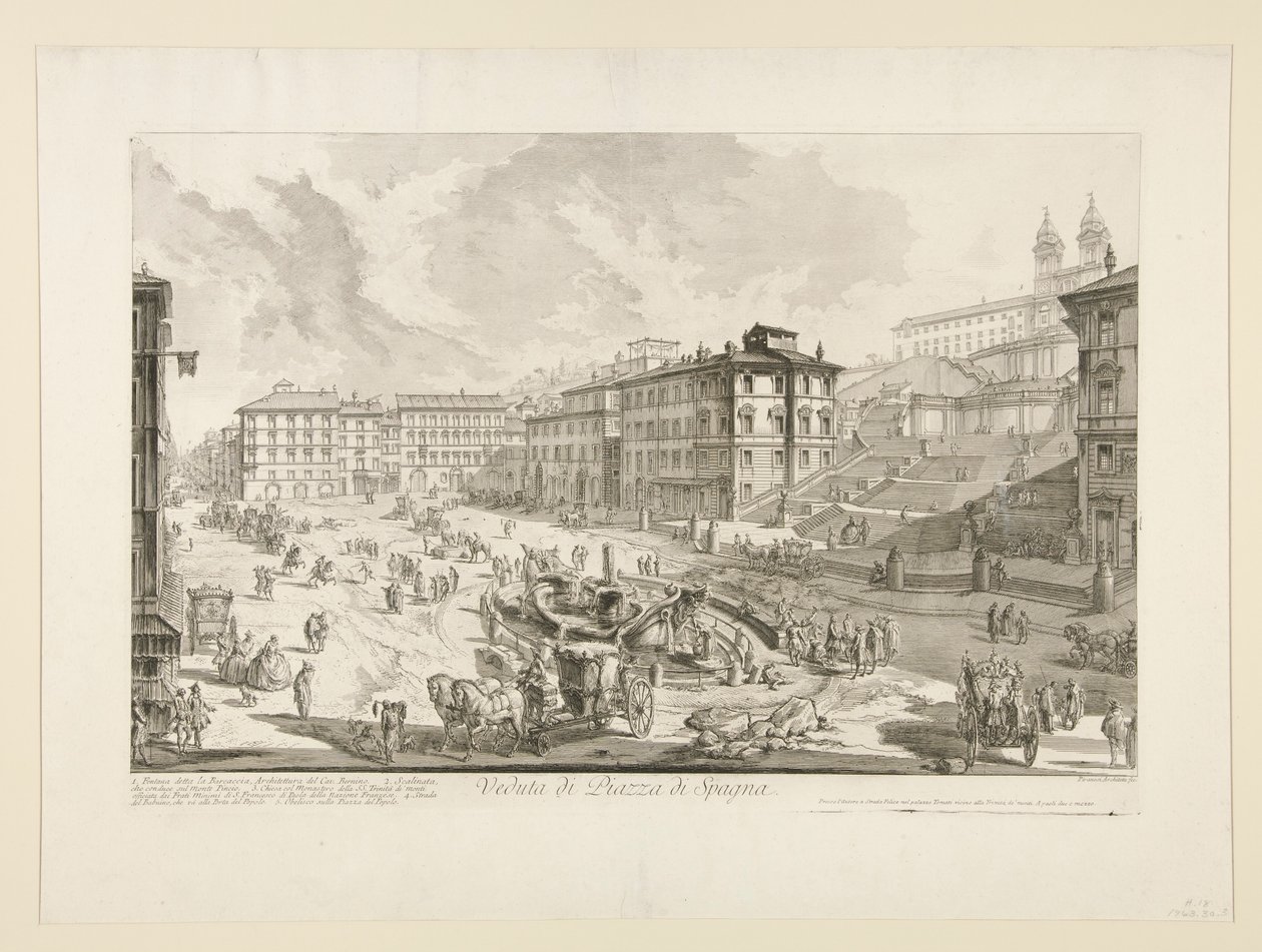 Veduta di Piazza di Spagna, da Vedute di Roma da Giovanni Battista Piranesi