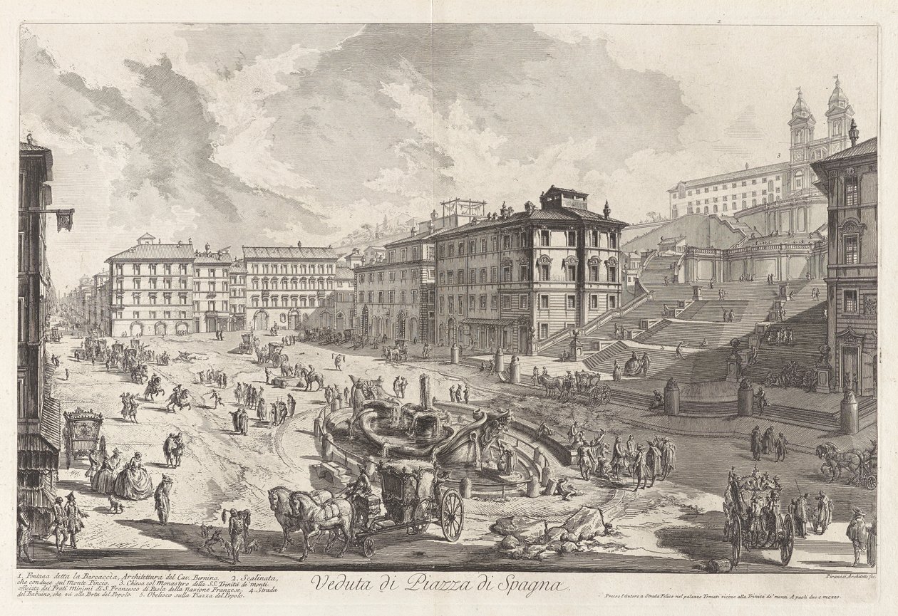 Veduta di Piazza di Spagna, da Vedute di Roma da Giovanni Battista Piranesi