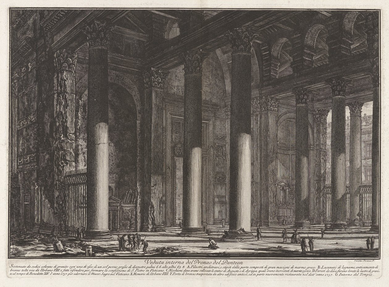 Veduta interna del Pronao del Pantheon, da Vedute di Roma da Giovanni Battista Piranesi