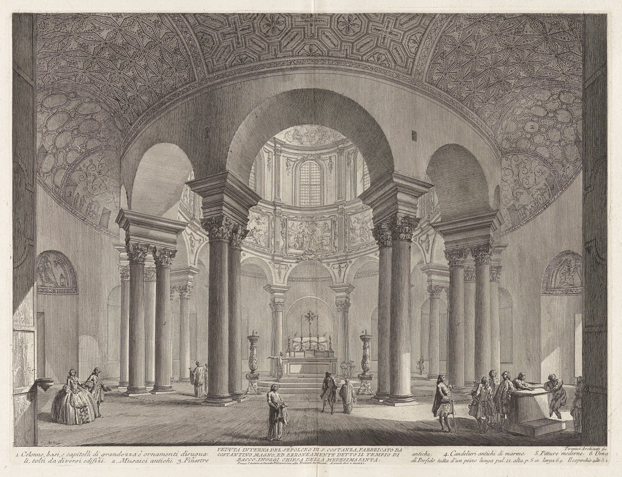 Veduta interna del Sepolcro di Santa Costanza, fabbricato da Costantino Magno ed erroneamente detto Tempio di Bacco, oggi Chiesa della medesima Santa da Giovanni Battista Piranesi