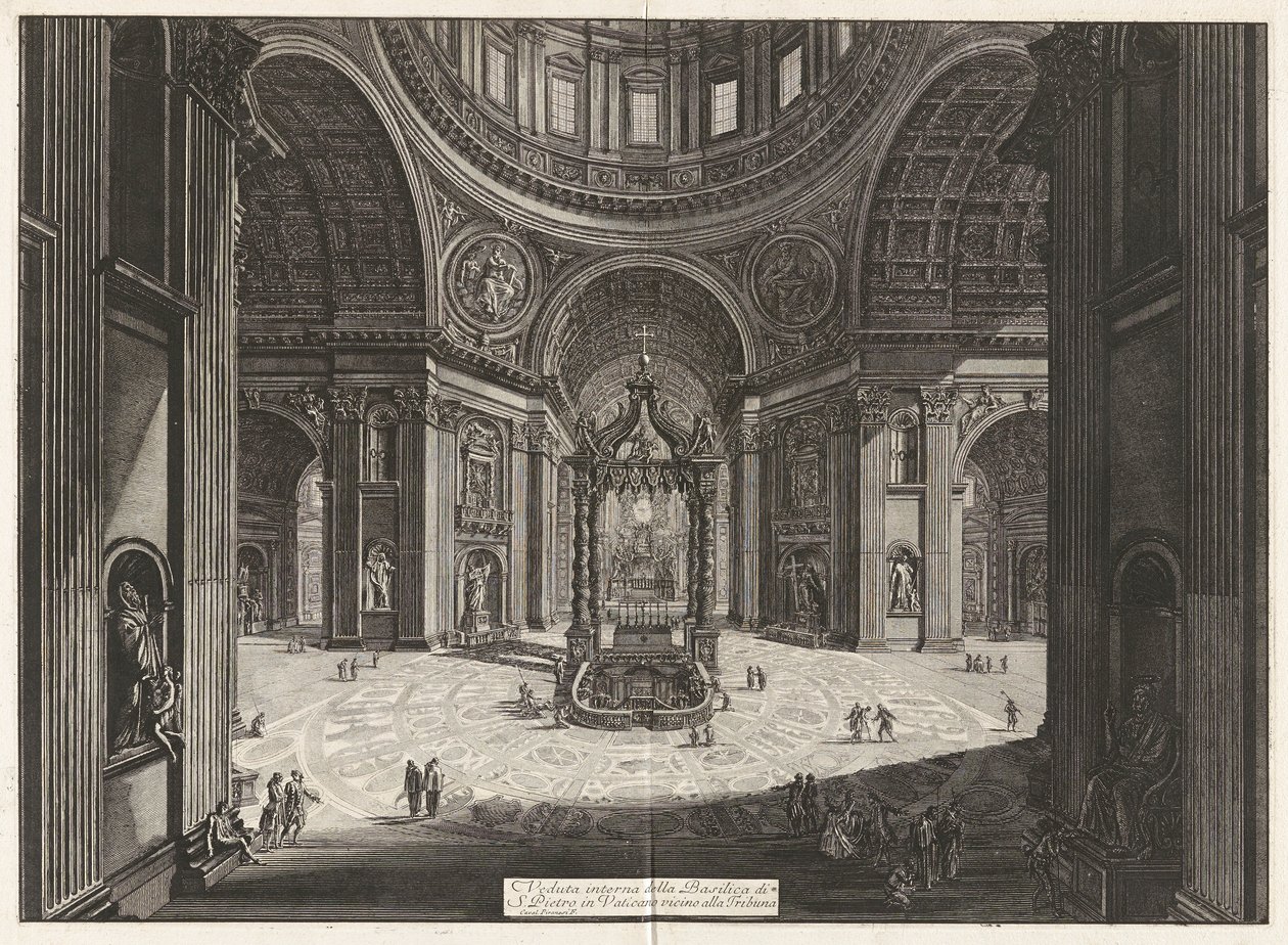 Veduta interna della Basilica di San Pietro in Vaticano vicino alla Tribuna da Giovanni Battista Piranesi