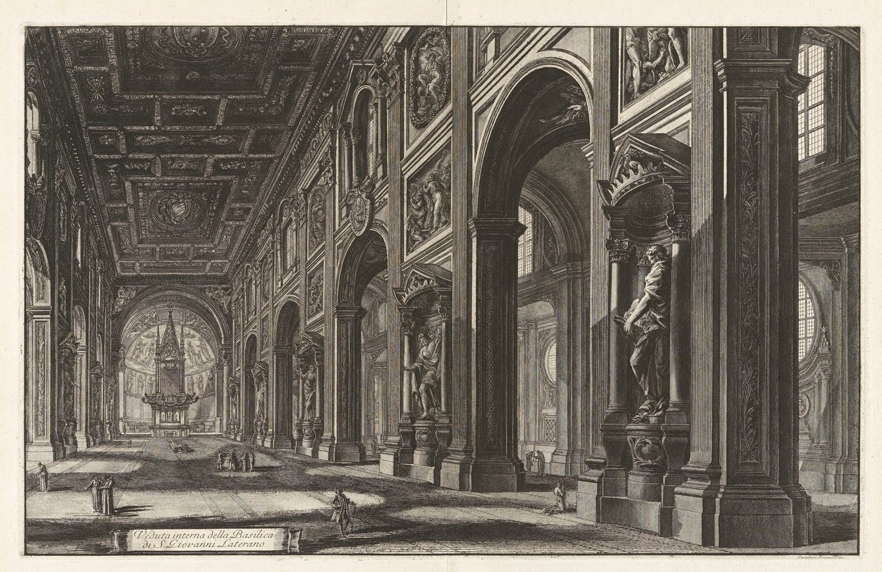 Veduta interna della Basilica di S. Giovanni Laterano, da Vedute di Roma da Giovanni Battista Piranesi