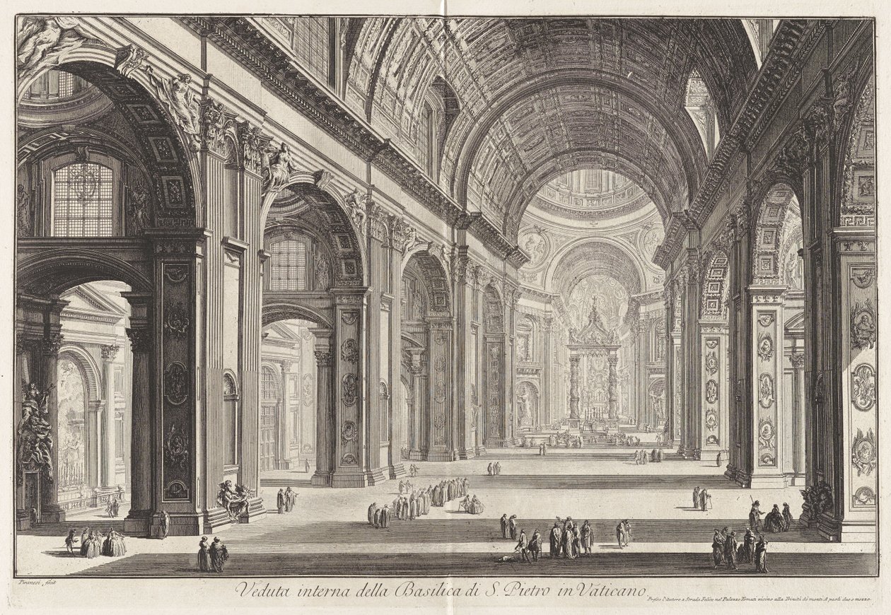 Veduta interna della Basilica di San Pietro in Vaticano, da Vedute di Roma da Giovanni Battista Piranesi