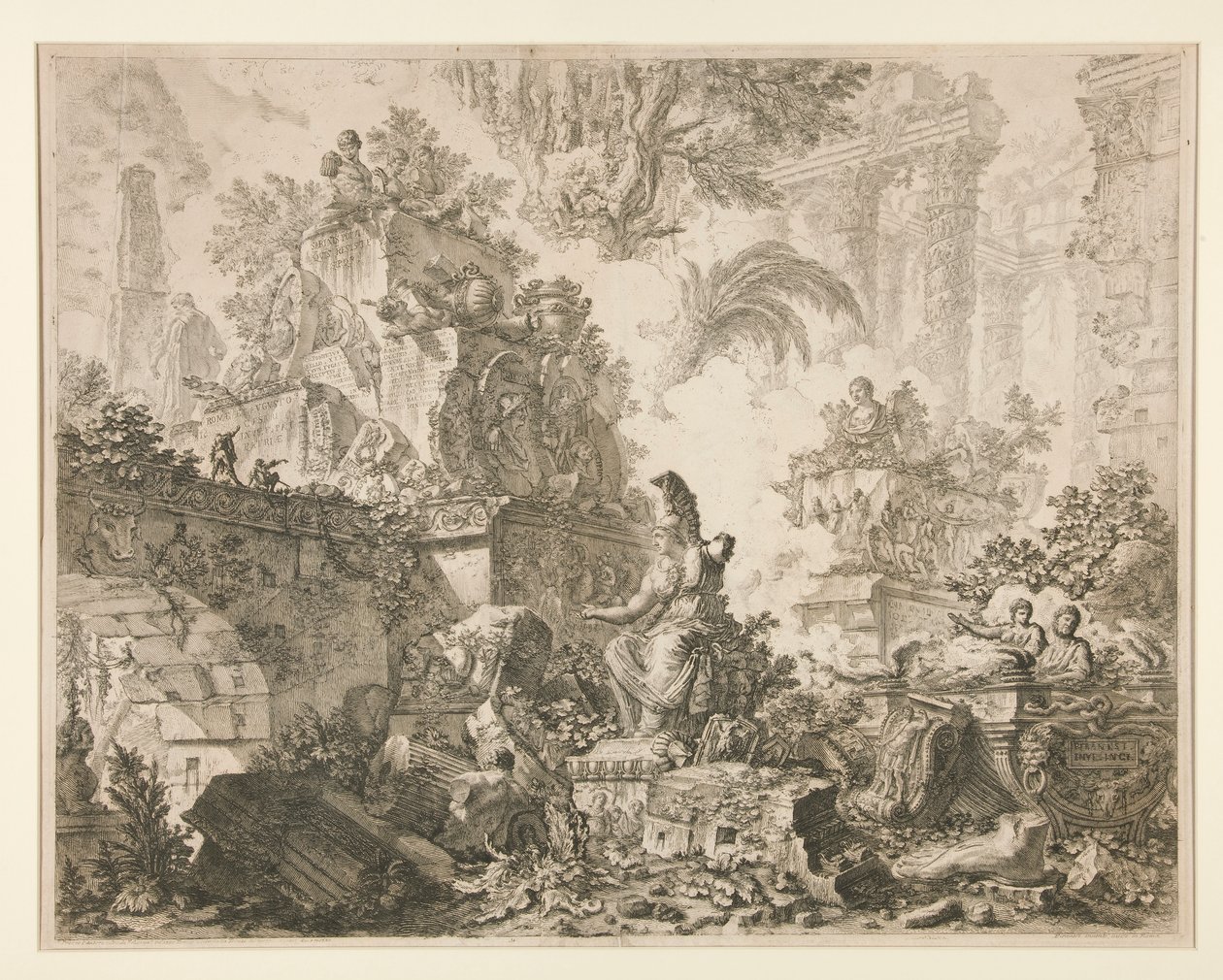 Vedute di Roma: Frontespizio con statua di Minerva da Giovanni Battista Piranesi