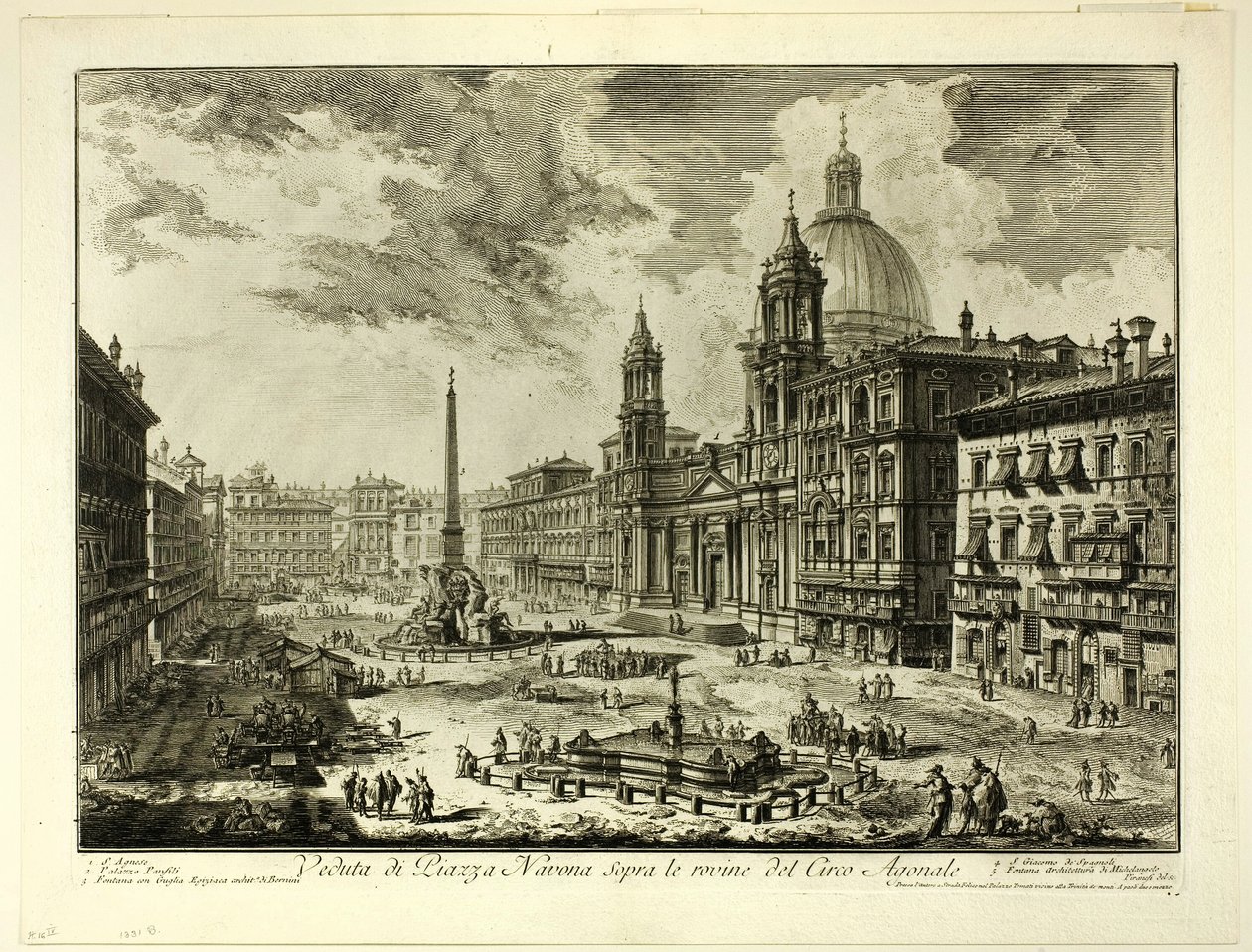 Veduta di Piazza Navona sopra le rovine del Circo di Domiziano, da Vedute di Roma da Giovanni Battista Piranesi