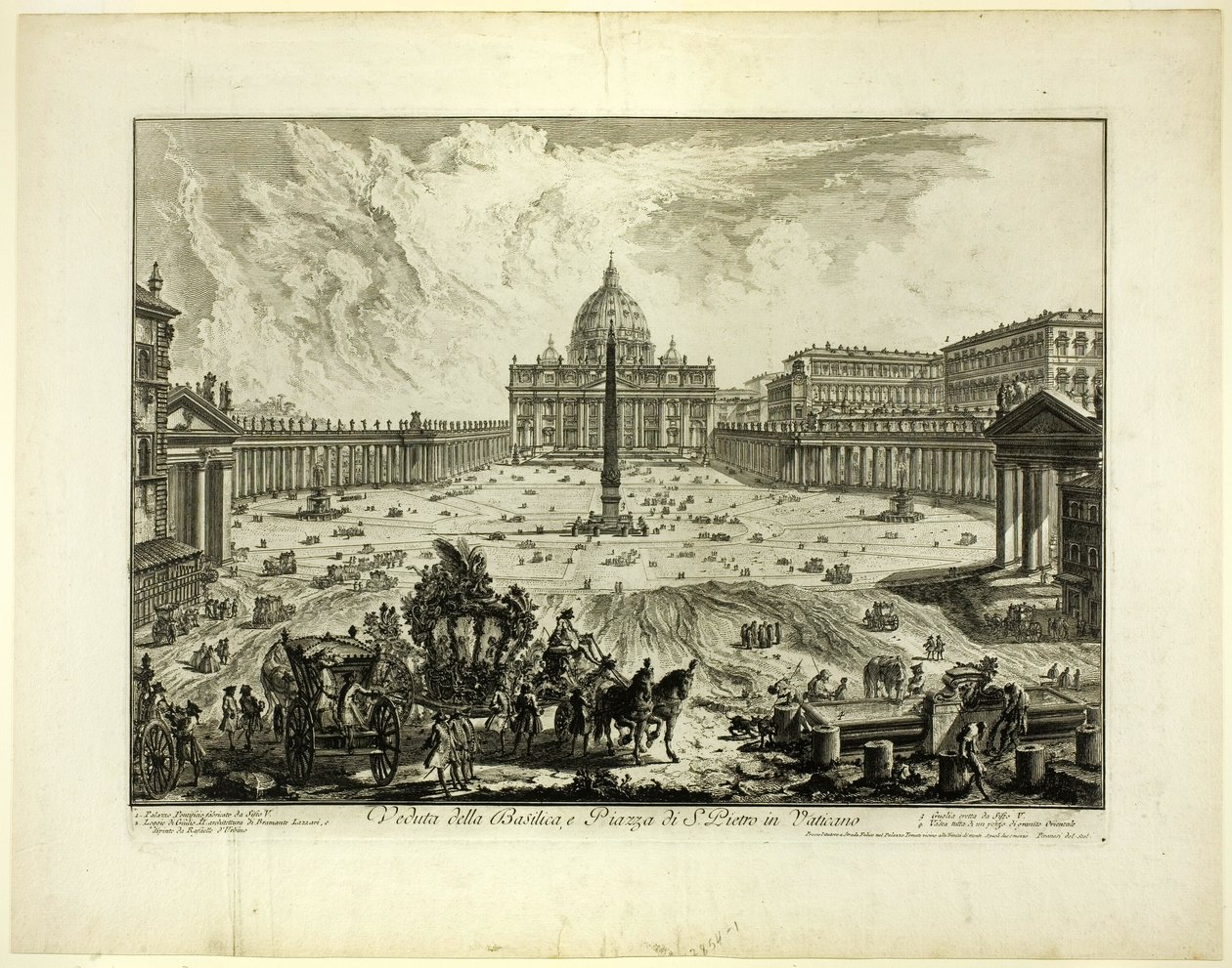 Veduta della Basilica di San Pietro e della piazza in Vaticano, da Vedute di Roma da Giovanni Battista Piranesi