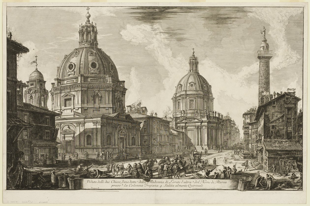 Veduta di due chiese, una chiamata 1. S. Maria di Loreto, l