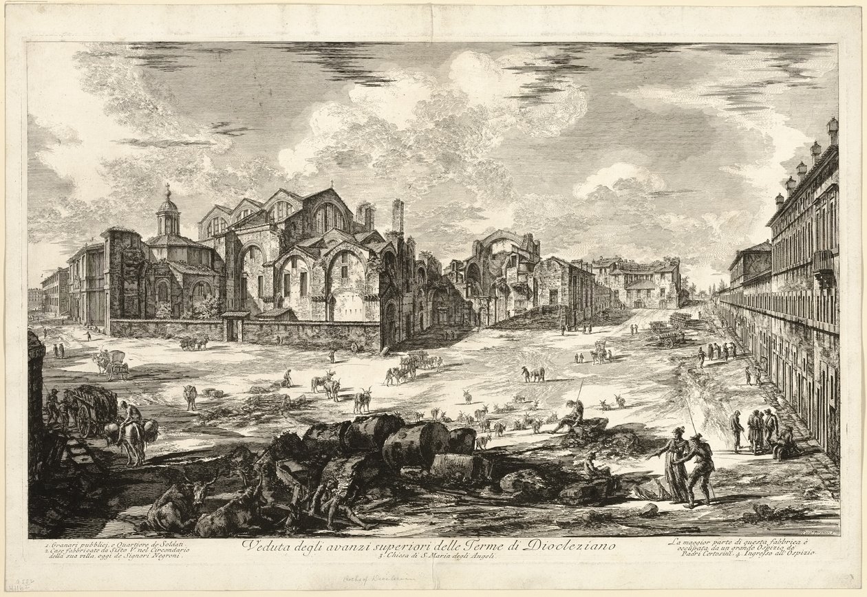Veduta dei resti visibili delle Terme di Diocleziano, da Vedute di Roma da Giovanni Battista Piranesi