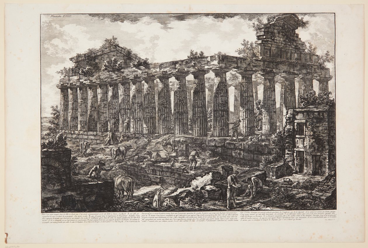 Veduta di un altro tempio nella città di Paestum, che si ritiene comunemente fosse dedicato a Giunone [...] da Giovanni Battista Piranesi