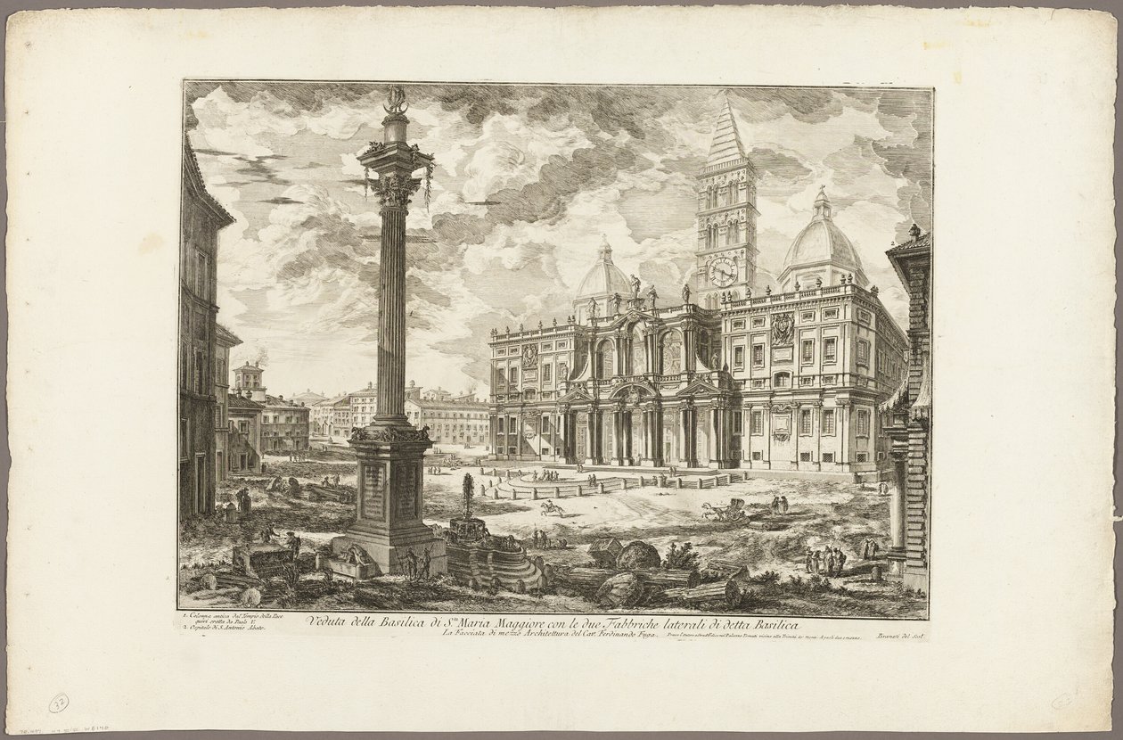 Veduta della Basilica di S. Maria Maggiore con le sue due ali laterali, da Vedute di Roma da Giovanni Battista Piranesi