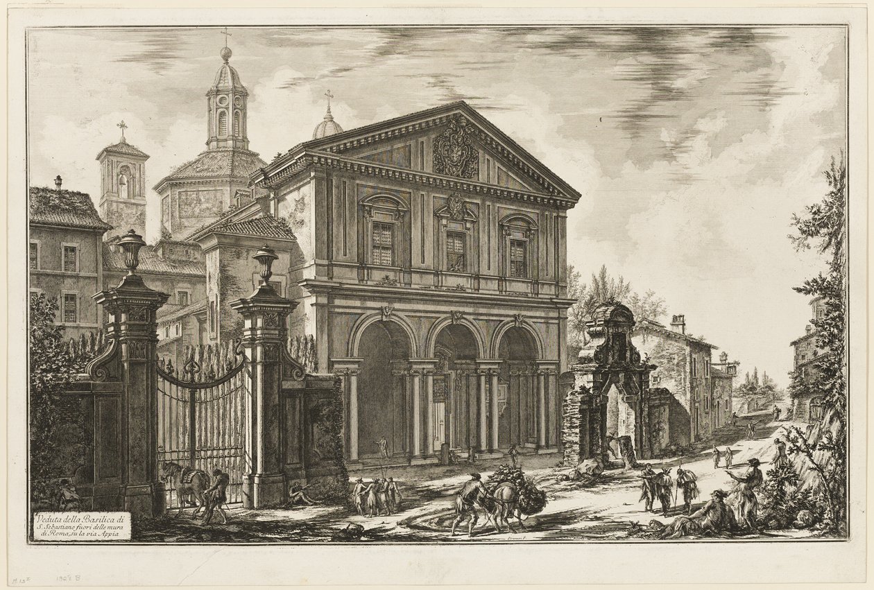 Veduta della Basilica di San Sebastiano fuori le mura sulla Via Appia, da Vedute di Roma da Giovanni Battista Piranesi