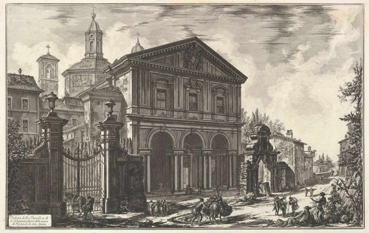 Veduta della Basilica di San Sebastiano fuori delle mura [San Sebastiano fuori dalle mura] sulla Via Appia, da Vedute di Roma (Vedute di Roma) da Giovanni Battista Piranesi