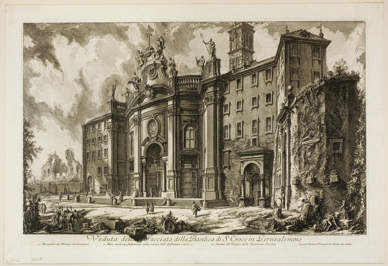 Veduta della facciata della Basilica di S. Croce in Gerusalemme, da Vedute di Roma da Giovanni Battista Piranesi