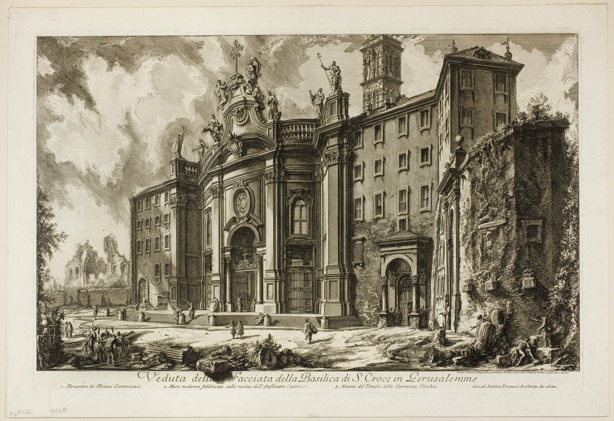 Veduta della facciata della Basilica di S. Croce in Gerusalemme, da Vedute di Roma da Giovanni Battista Piranesi