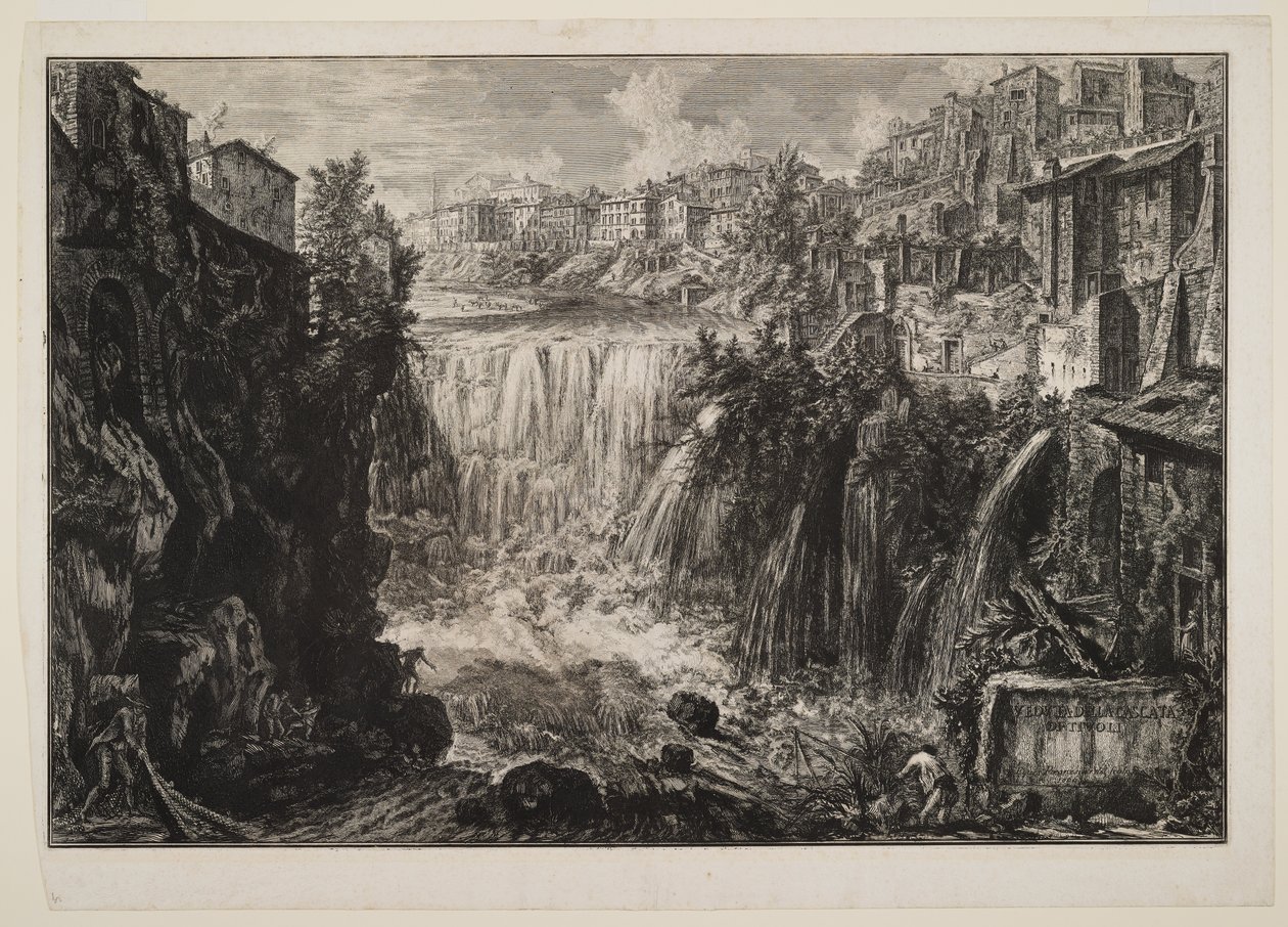 Veduta della grande cascata a Tivoli da Giovanni Battista Piranesi