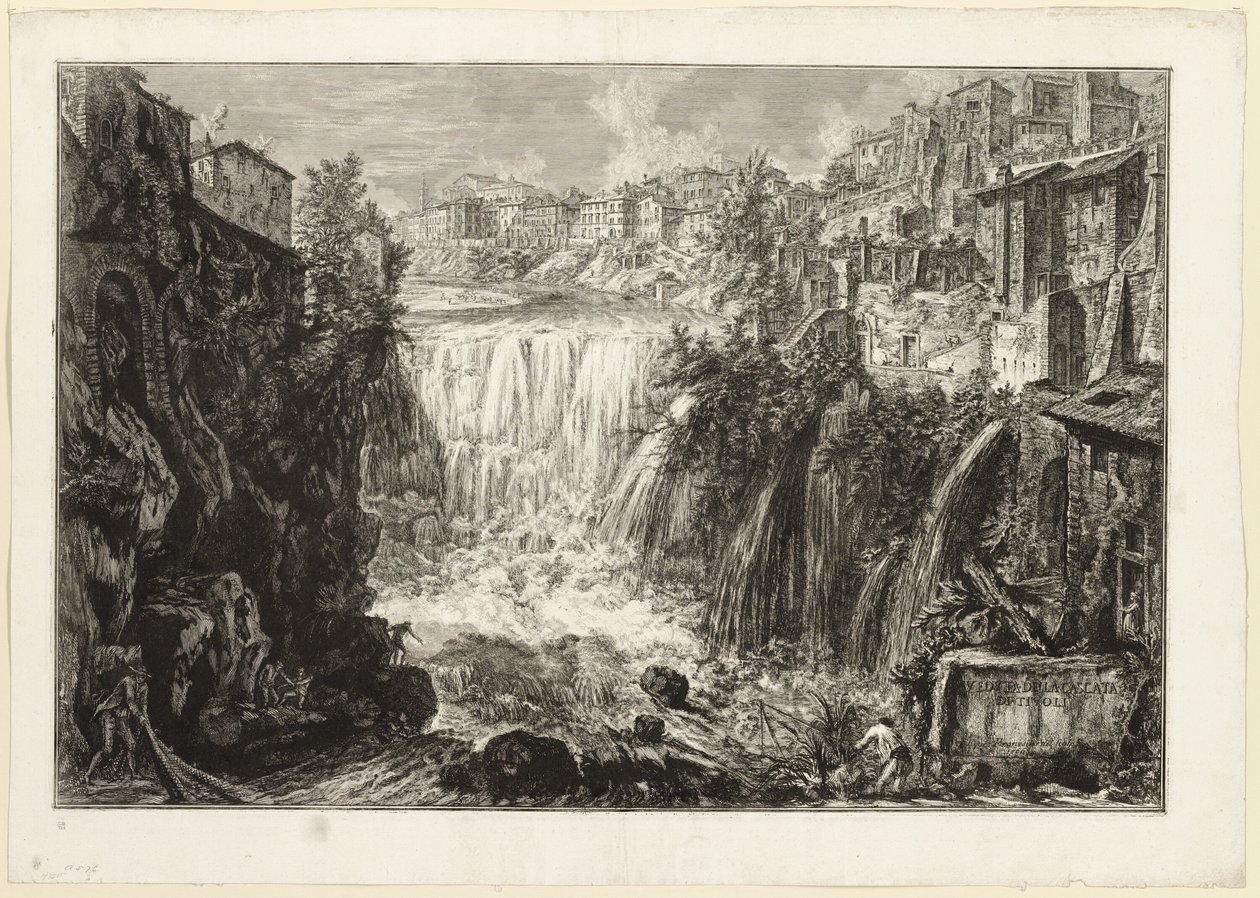 Veduta della Grande Cascata a Tivoli, da Vedute di Roma da Giovanni Battista Piranesi