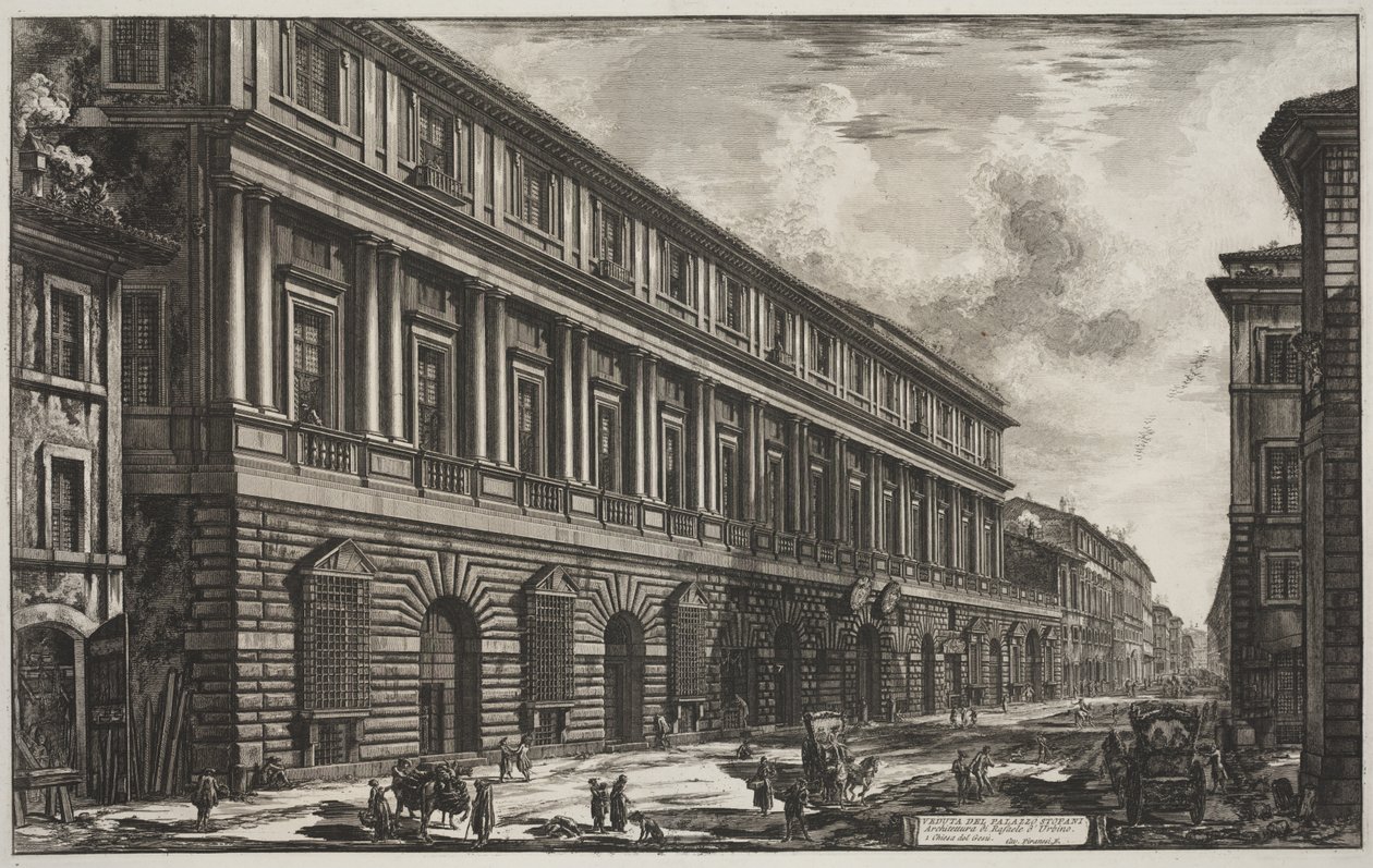 Vista del Palazzo Stopani progettato da Raffaello di Urbino, c.1760-78 da Giovanni Battista Piranesi
