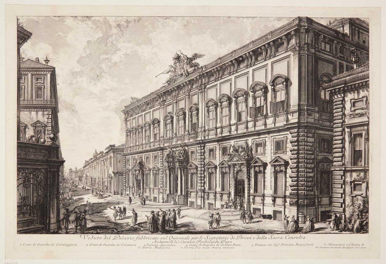 Veduta del Palazzo della Consulta sul Quirinale, sede della segreteria papale da Giovanni Battista Piranesi