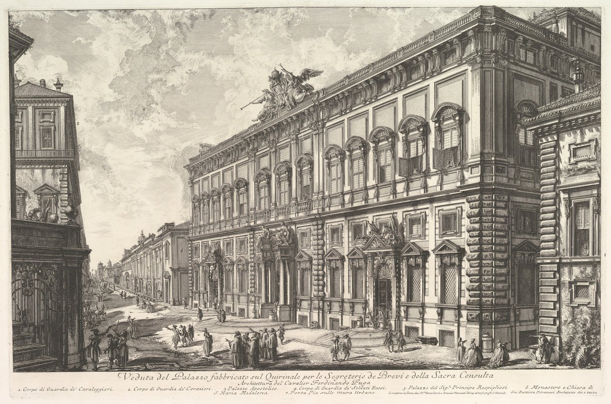 Veduta del Palazzo della Consulta sul Quirinale che ospita il Segretariato Pontificio da Giovanni Battista Piranesi