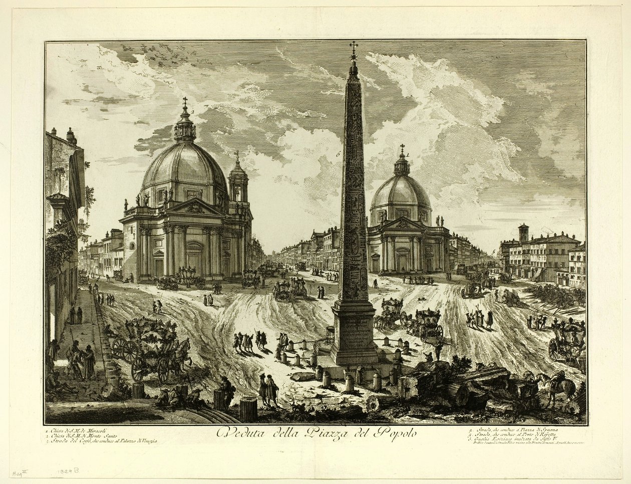 Veduta di Piazza del Popolo, da Vedute di Roma da Giovanni Battista Piranesi