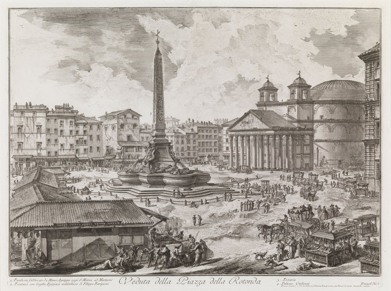 Veduta della Piazza della Rotonda, dalla serie Vedute di Roma da Giovanni Battista Piranesi