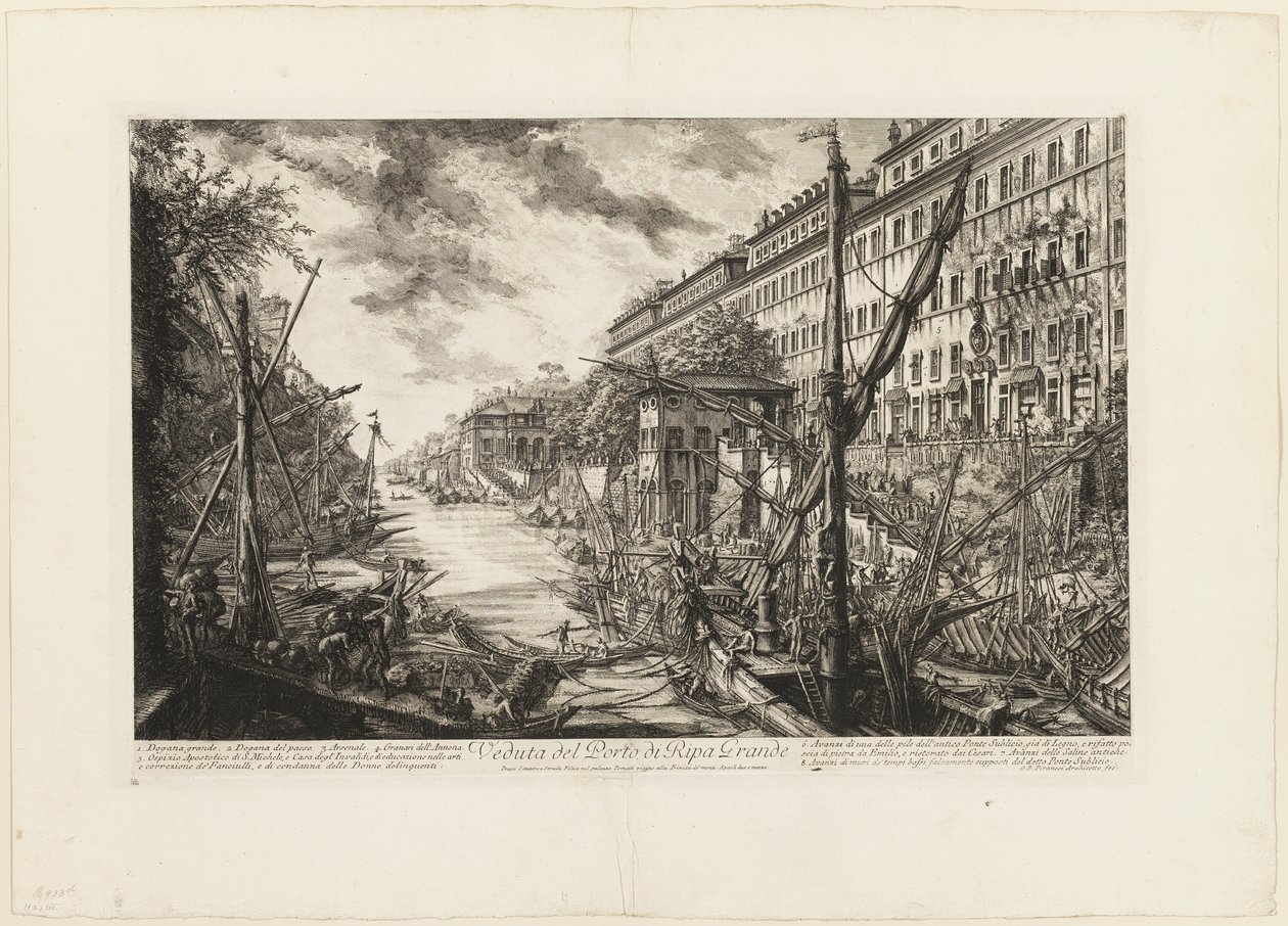 Veduta del Porto di Ripa Grande, da Vedute di Roma da Giovanni Battista Piranesi
