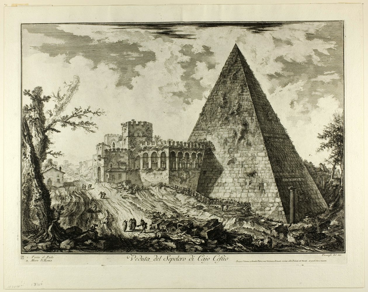 Veduta della Tomba Piramidale di Cestio, dalle Vedute di Roma da Giovanni Battista Piranesi
