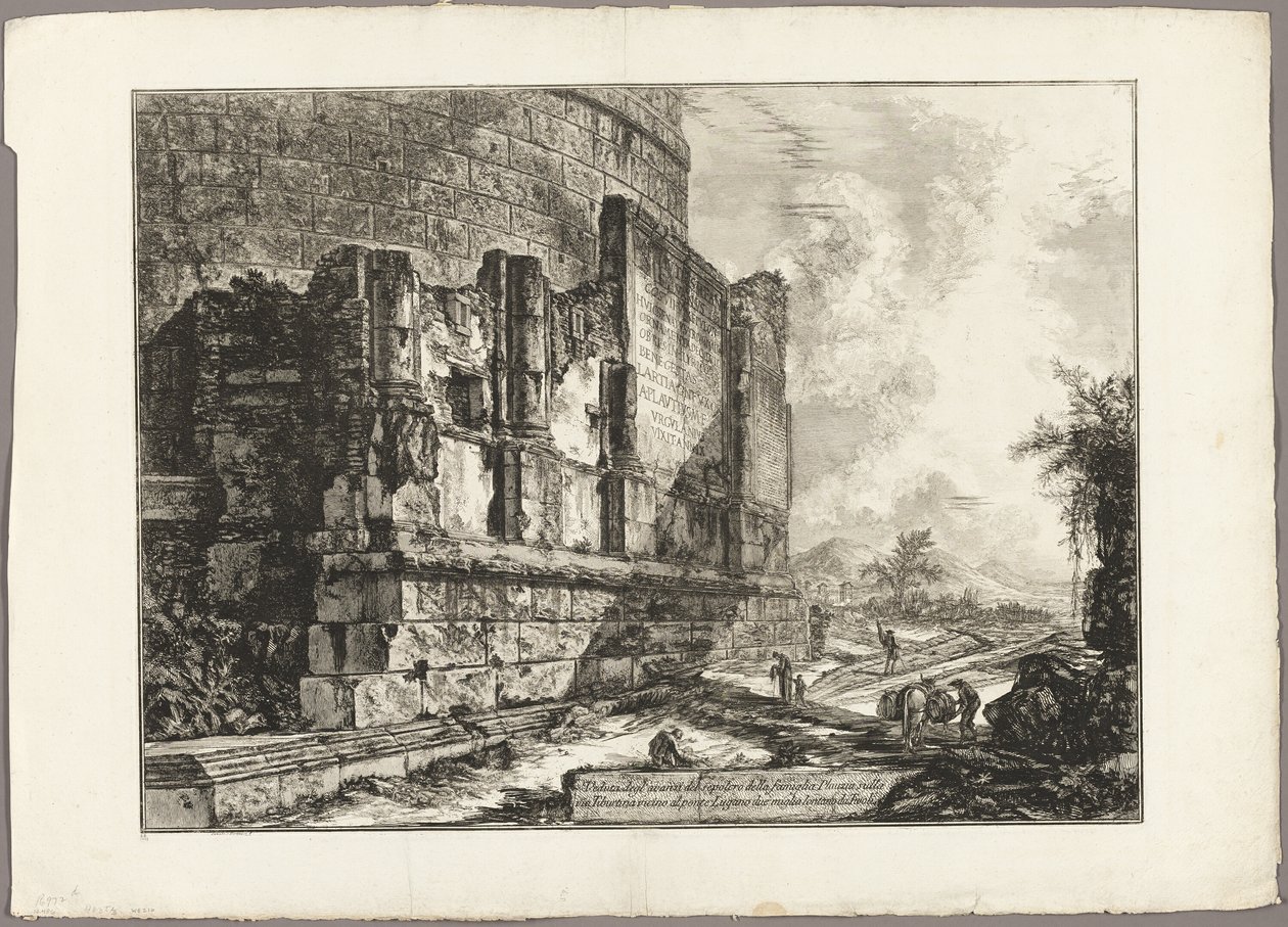 Veduta dei resti della tomba dei Plautii sulla Via Tiburtina, vicino al Ponte Lugano, a due miglia da Tivoli, da Vedute di Roma da Giovanni Battista Piranesi