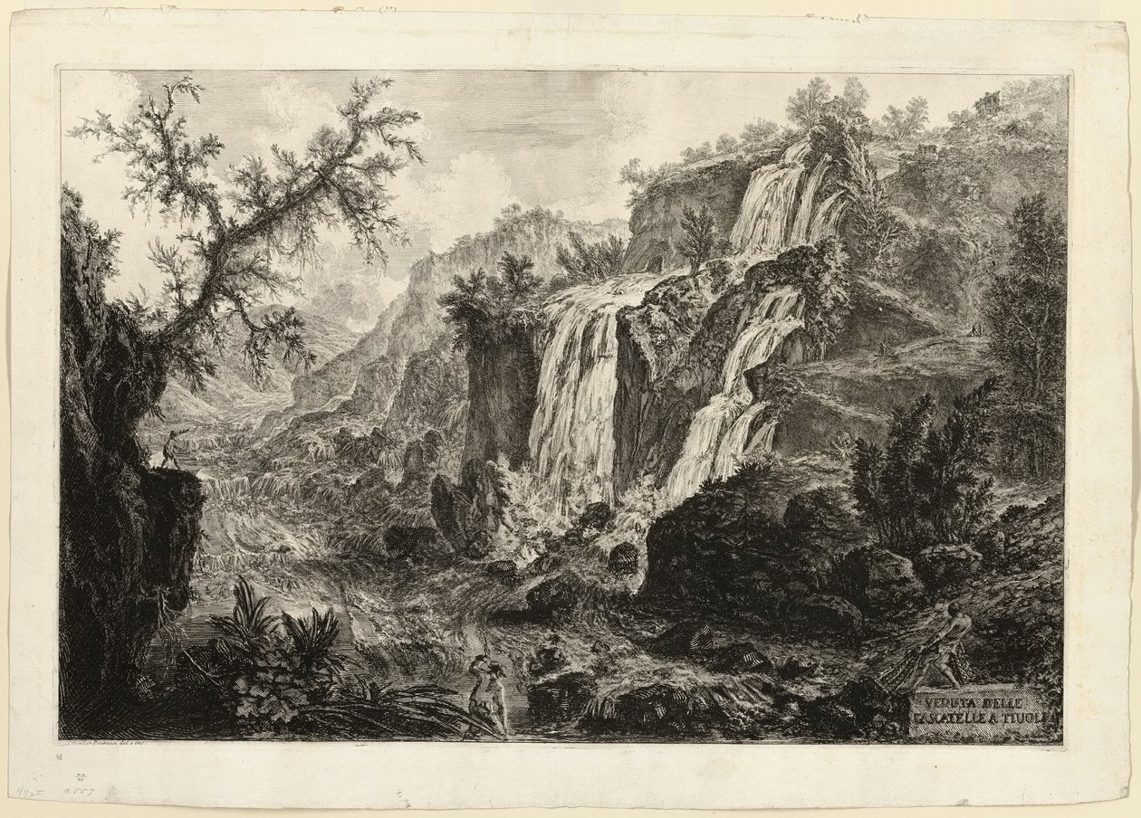 Vista della piccola cascata e rapide, Tivoli, dalle vedute di Roma da Giovanni Battista Piranesi