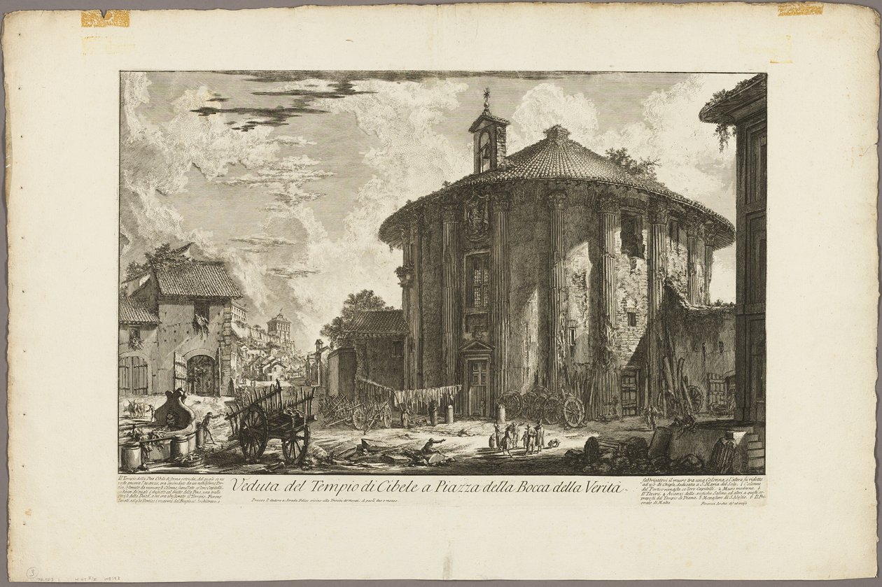 Veduta del Tempio di Cibele nella Piazza della Bocca della Verità, da Vedute di Roma da Giovanni Battista Piranesi