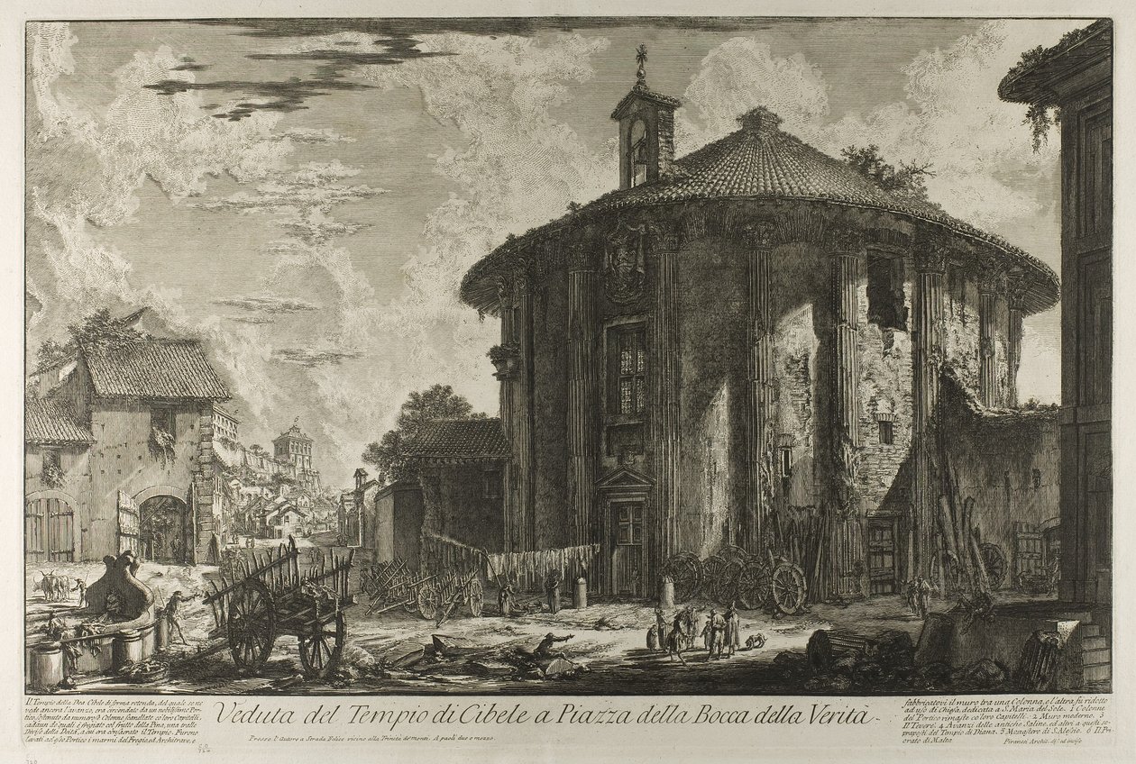 Veduta del Tempio di Cibele nella Piazza della Bocca della Verità, da Vedute di Roma da Giovanni Battista Piranesi