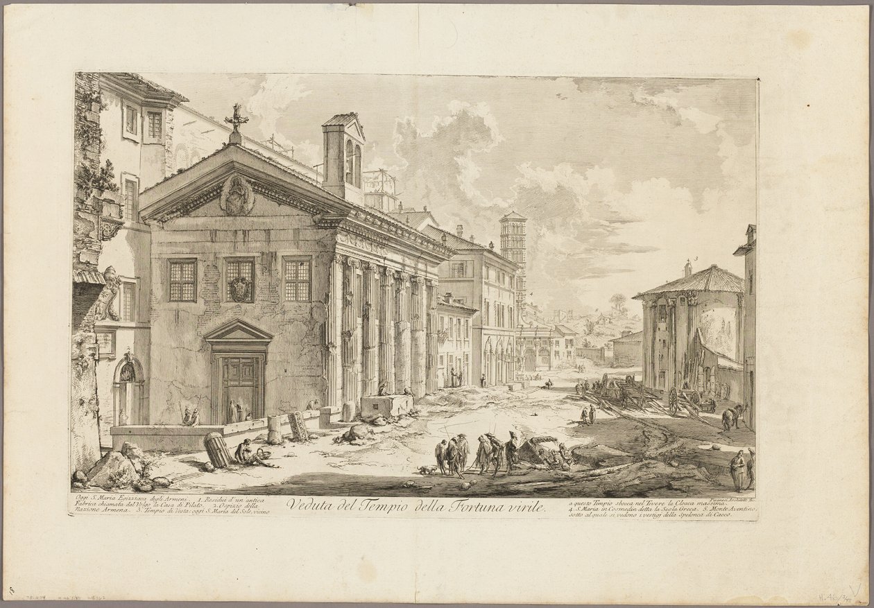 Veduta del Tempio di Fortuna Virilis. Ora la chiesa armena di S. Maria Egizziaca, da Vedute di Roma da Giovanni Battista Piranesi