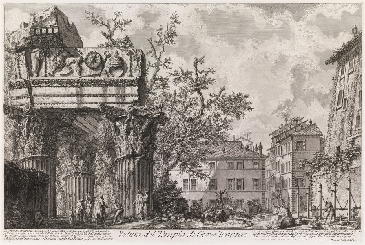Veduta del Tempio di Vespasiano e Tito, detto Tempio di Giove Tonante, dalla serie Vedute di Roma da Giovanni Battista Piranesi