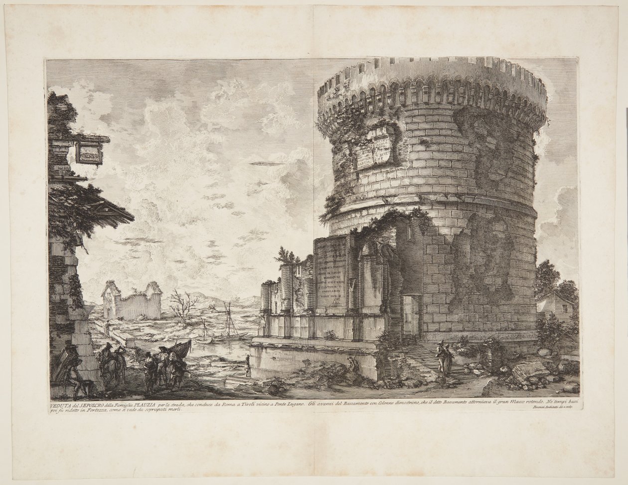 Veduta della Tomba dei Plautii sulla strada che porta da Roma a Tivoli vicino al Ponte Lugano da Giovanni Battista Piranesi