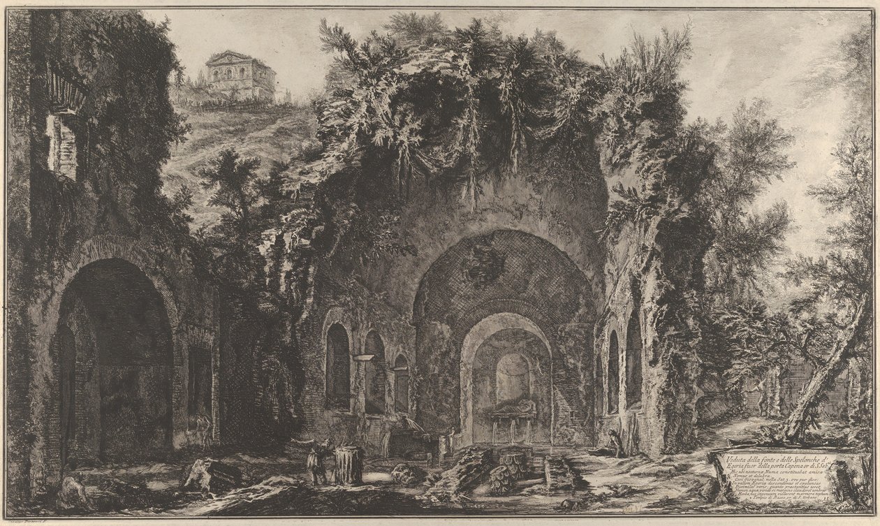 Veduta della sorgente e della Grotta di Egiria fuori dalla Porta Capena da Giovanni Battista Piranesi