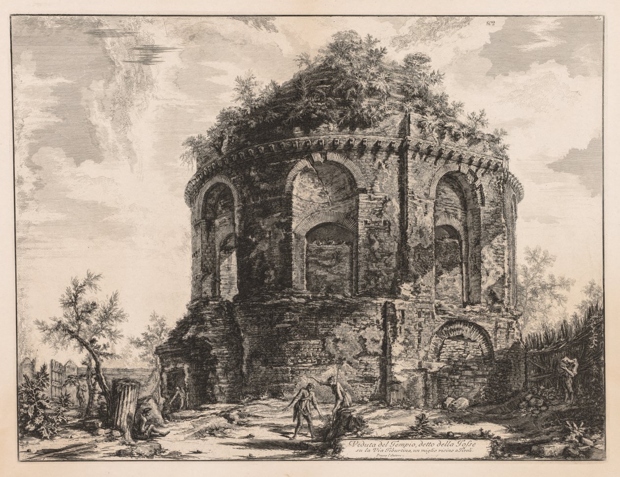 Vedute di Roma: Il cosiddetto Tempio della Tosse, vicino a Tivoli da Giovanni Battista Piranesi