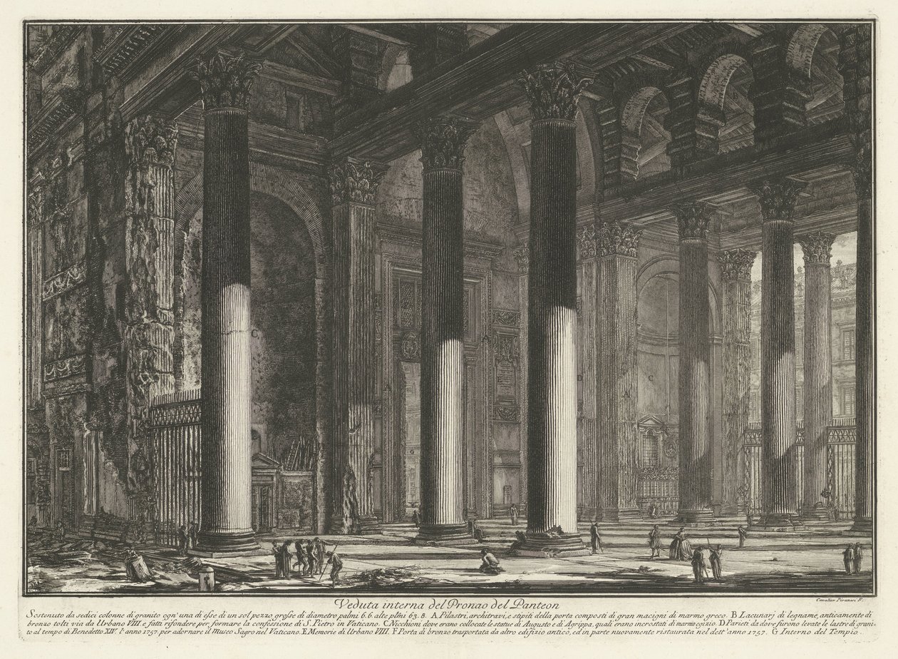 Vestibolo del Pantheon a Roma Veduta interna del Pronao del Panteon (titolo sull