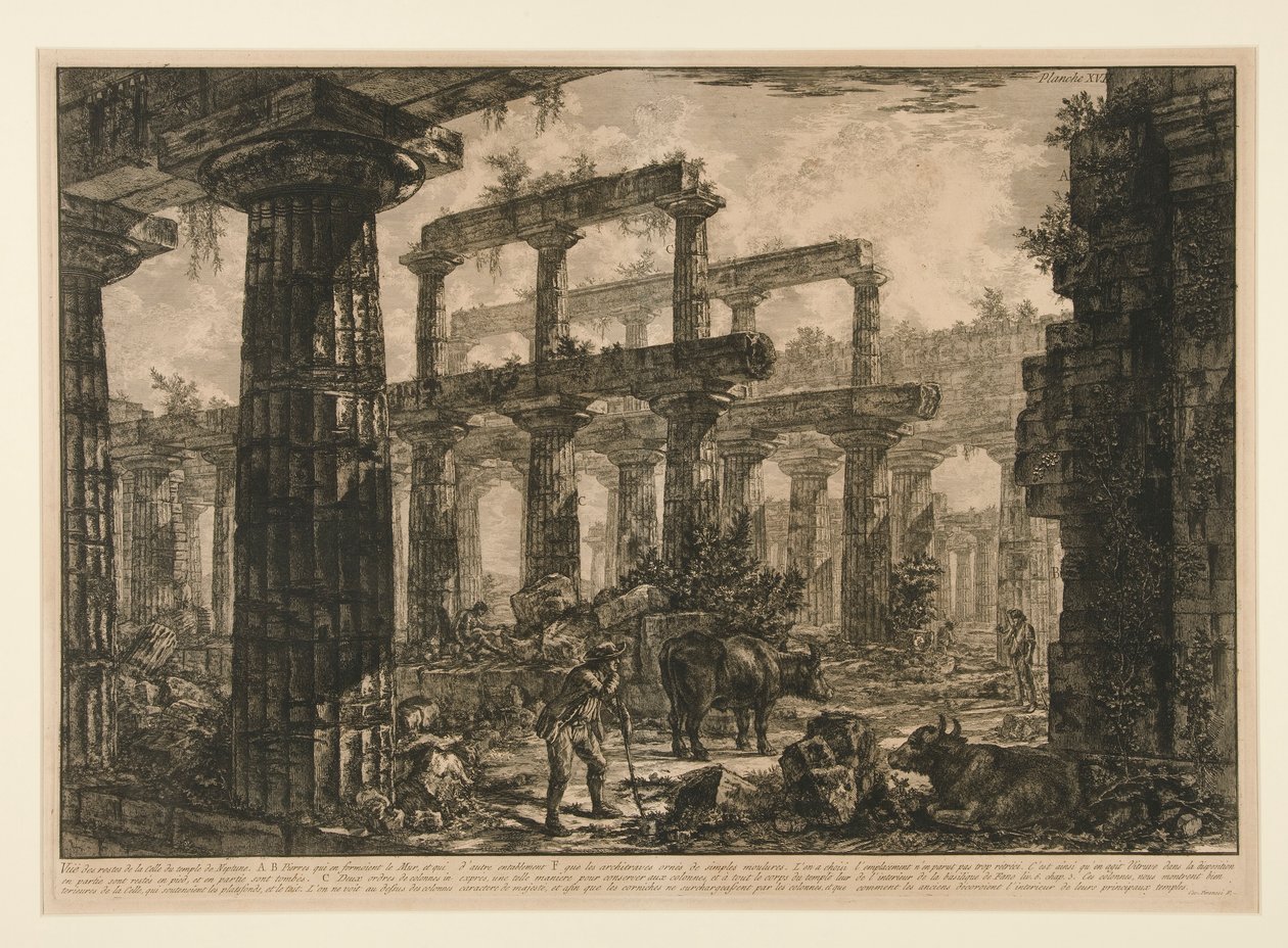 Veduta dei resti della cella del tempio di Nettuno da Giovanni Battista Piranesi
