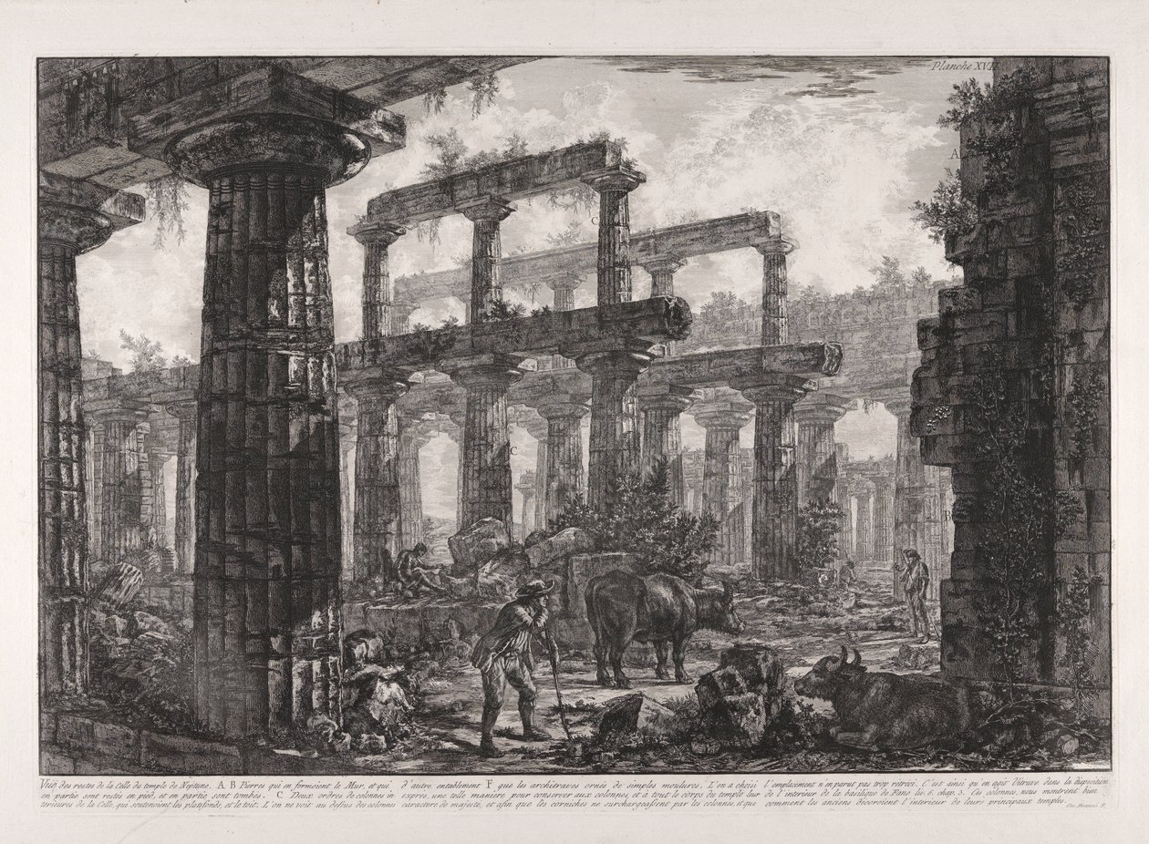 Veduta dei resti della cella del Tempio di Nettuno, da Diverse vedute di da Giovanni Battista Piranesi