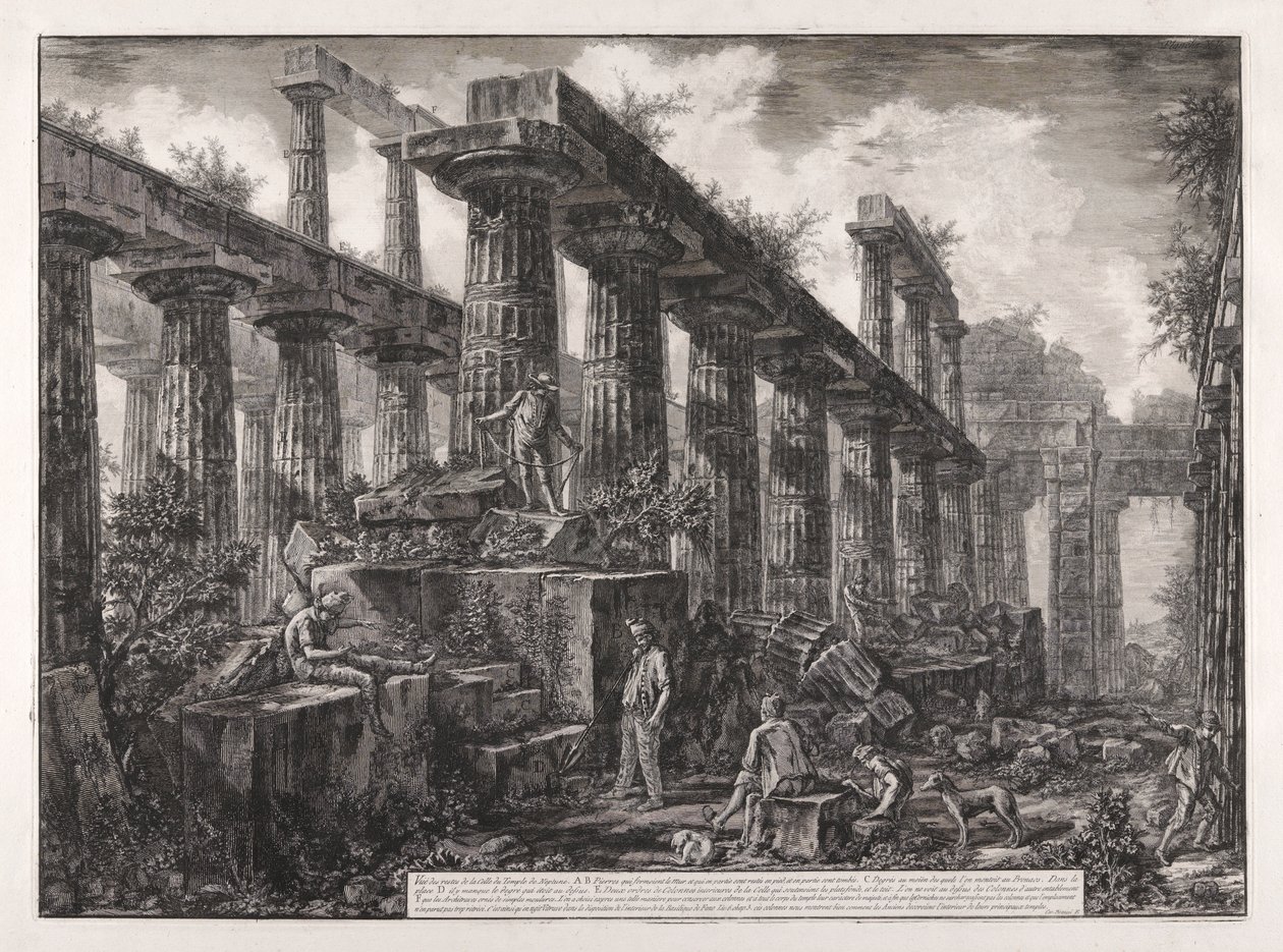 Vue des restes de la celle du Temple de Neptune da Giovanni Battista Piranesi