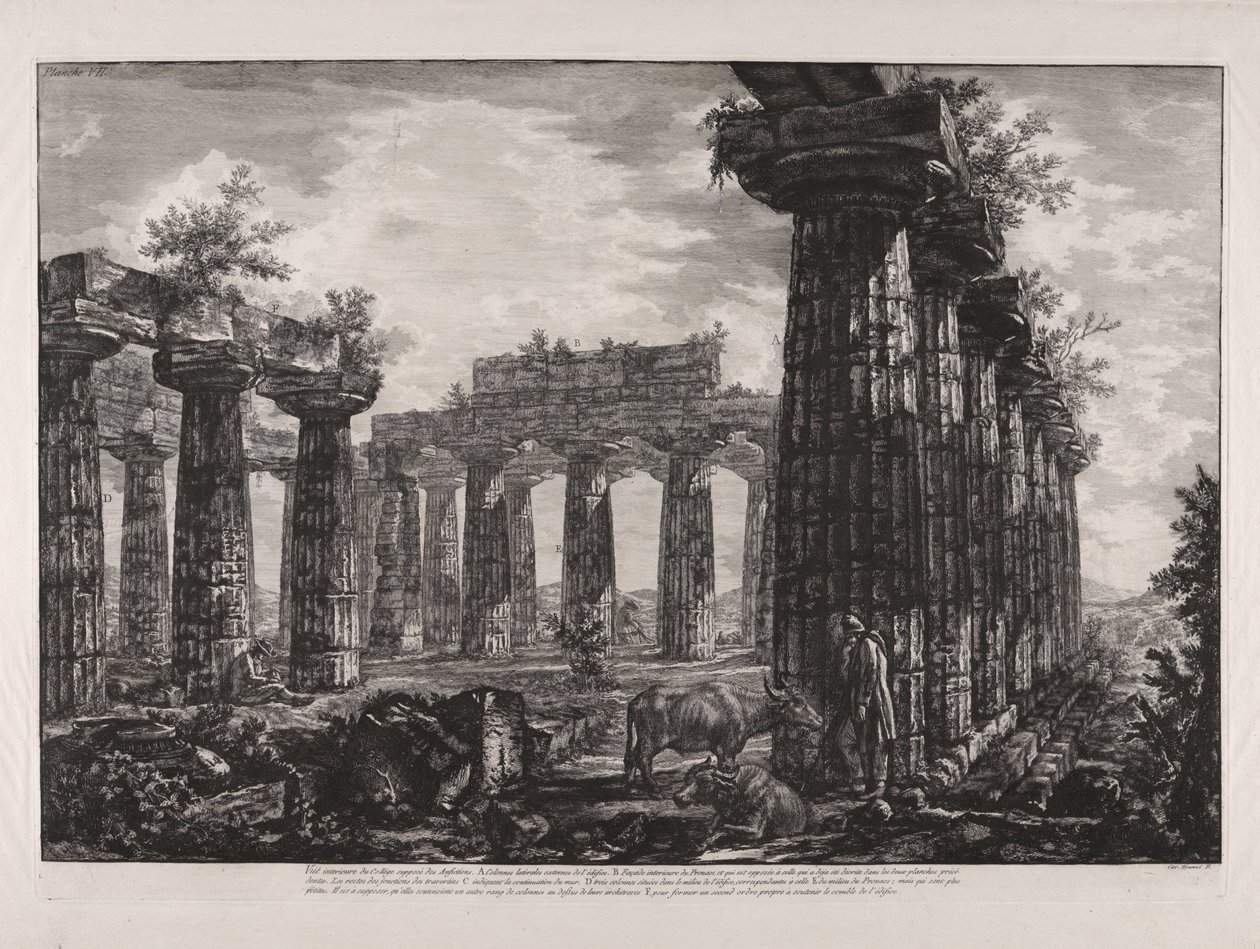 Veduta interna del cosiddetto Collegio degli Anfictions, da «Diverse vedute di ... Pesto» (Diverse vedute di ... Paestum) da Giovanni Battista Piranesi