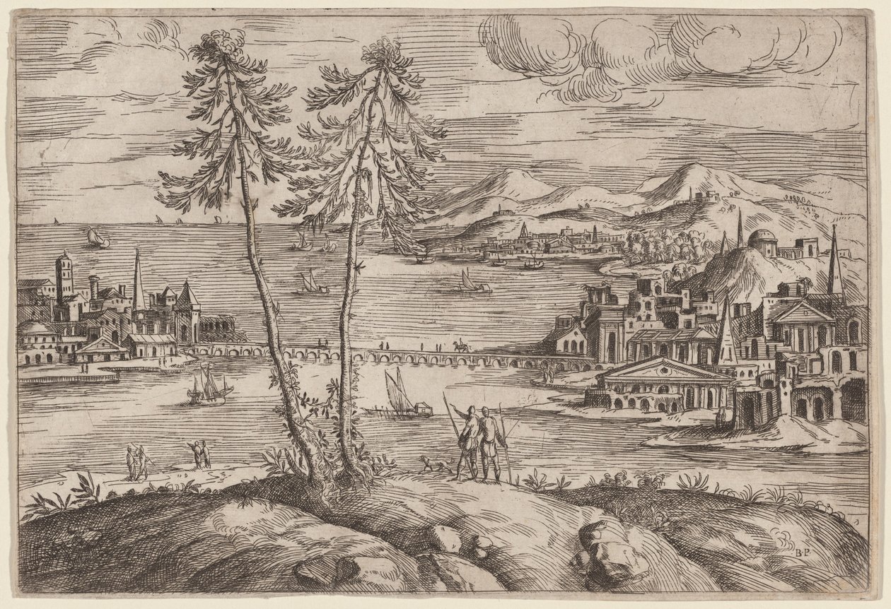 Paesaggio con due alberi da Giovanni Battista Pittoni