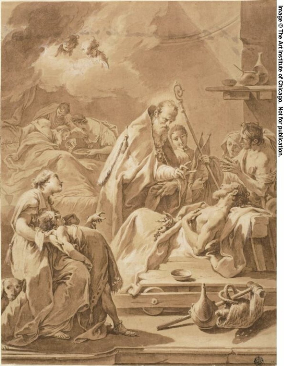 San Gilberto visita i malati da Giovanni Battista Pittoni the Younger
