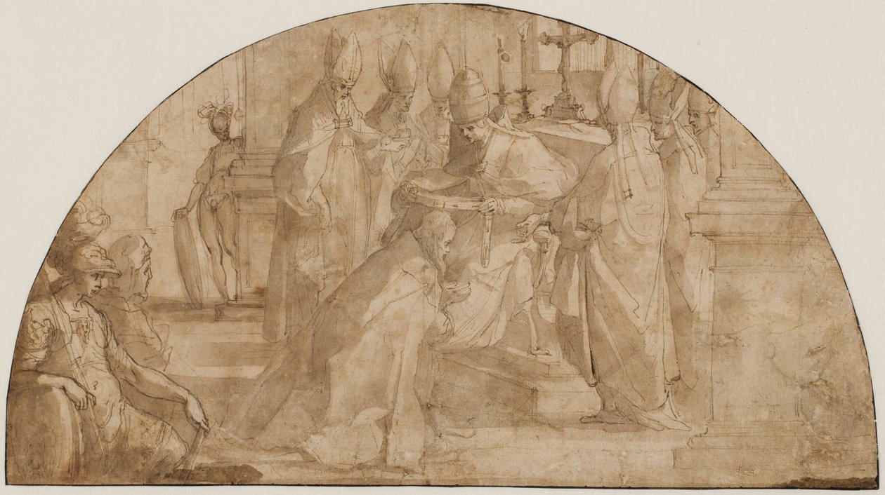 Un papa che consacra un vescovo: studio per una lunetta da Giovanni Battista Ricci