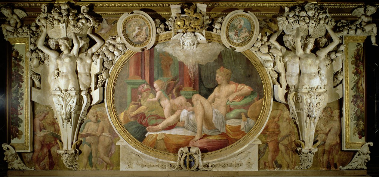 Danae (dettaglio dello schema decorativo nella Galleria di Francesco I, 1530-40) da Giovanni Battista Rosso Fiorentino