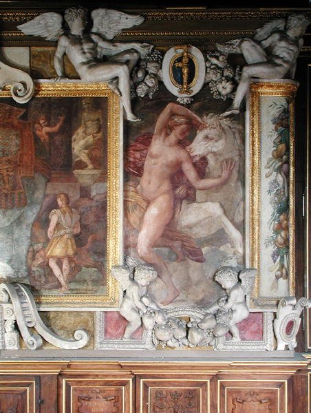 Figura femminile con un cavallo, dalla Galleria di Francesco I, 1530-40 da Giovanni Battista Rosso Fiorentino