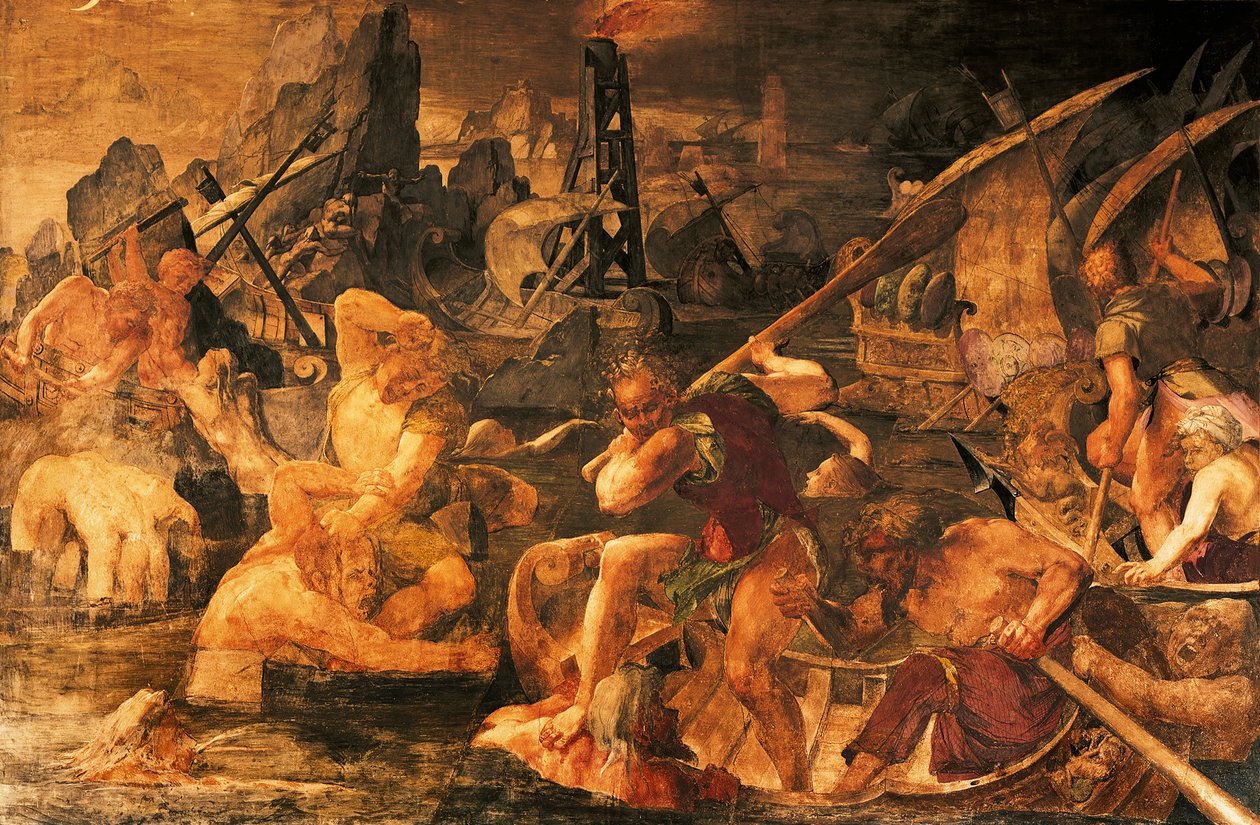 Combattimento navale, affresco Galleria di Francesco I, Castello di Fontainebleau da Giovanni Battista Rosso Fiorentino