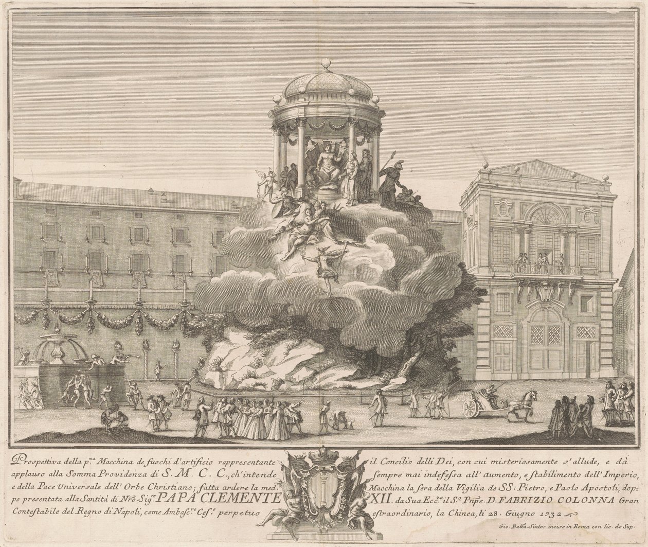 La prima macchina per la Chinea del 1732: Il consiglio degli dei da Giovanni Battista Sintes, after Nicola Michetti