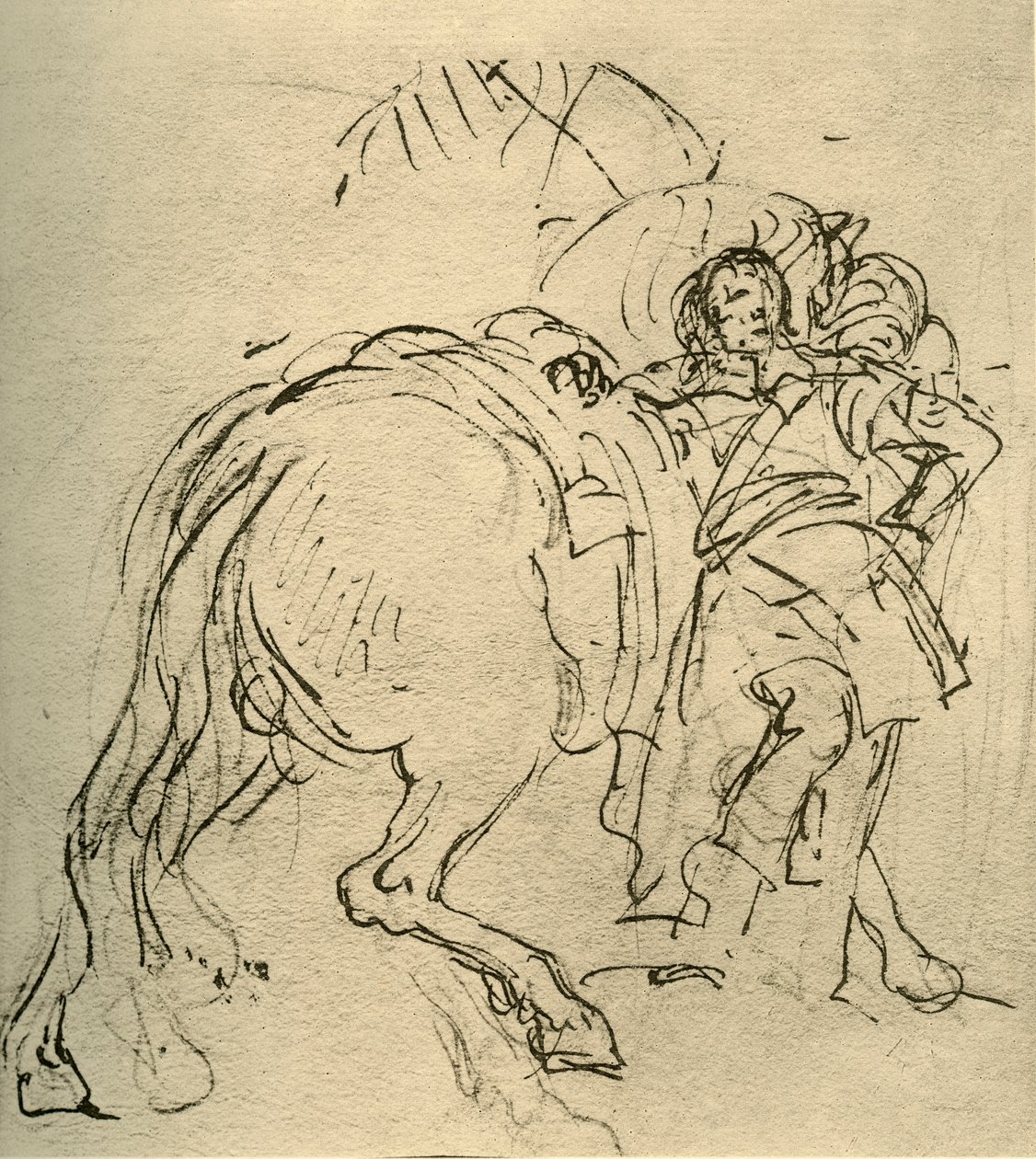Un cavaliere appoggiato al suo cavallo, c1740s, 1928 da Giovanni Battista Tiepolo