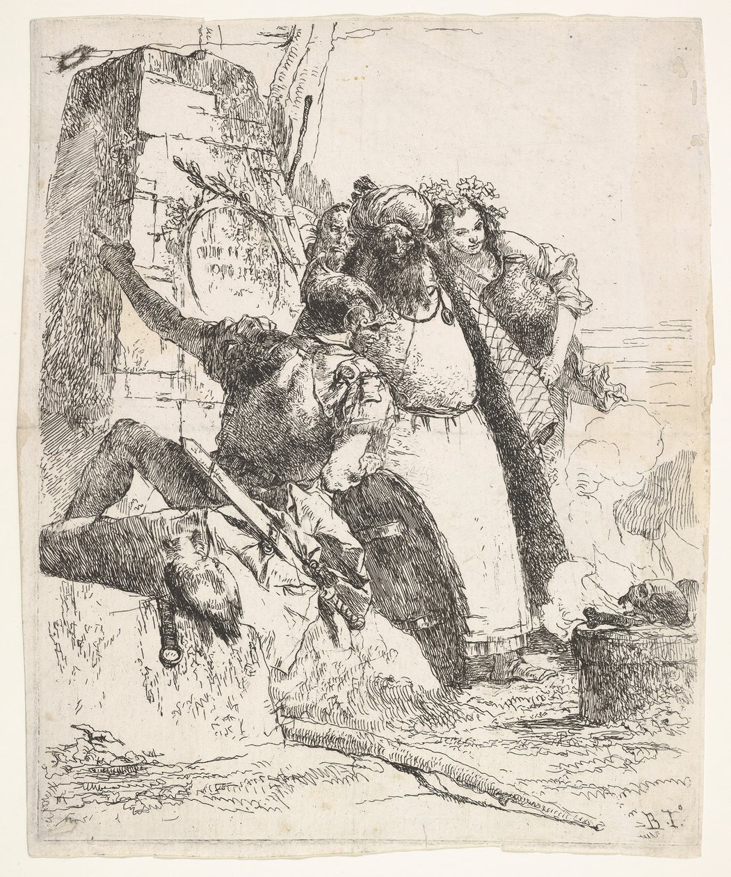 Una scena di necromanzia: una donna con un vaso, un uomo con turbante e un soldato da Giovanni Battista Tiepolo